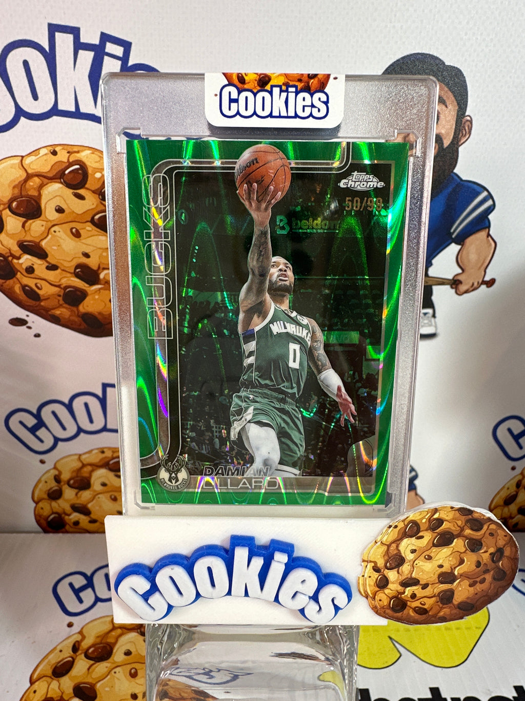 2025 Topps Chrome Update DAMIAN LILLARD Green Ray Wave /99 Bucks