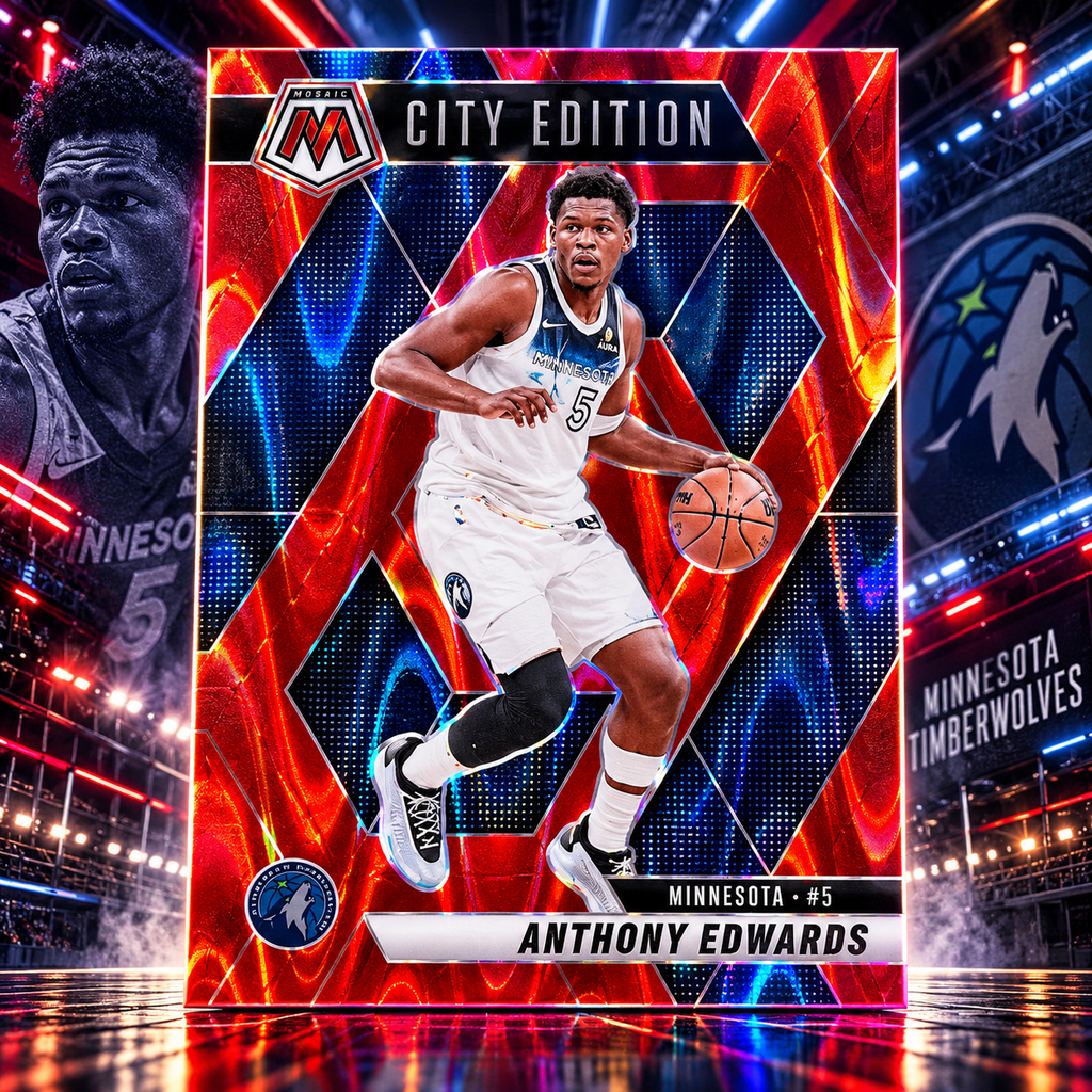 2024 Mosaic ANTHONY EDWARDS City Edition Red Tectonic /299 Wolves ©