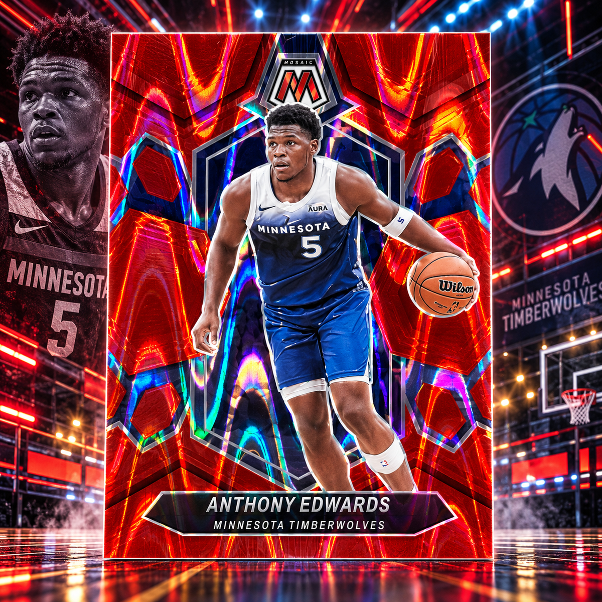 2023 Mosaic ANTHONY EDWARDS Red Tectonic /299 Wolves ©