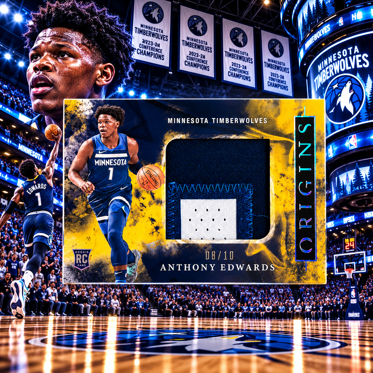 2020 Origins ANTHONY EDWARDS Rookie Patch Gold /10 Wolves