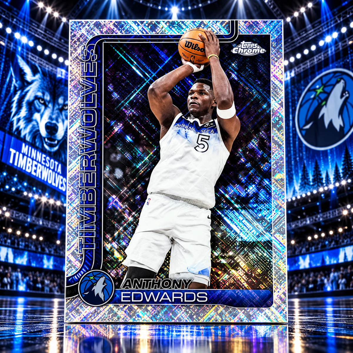 2025 Topps Chrome ANTHONY EDWARDS Skylight Short Print Wolves