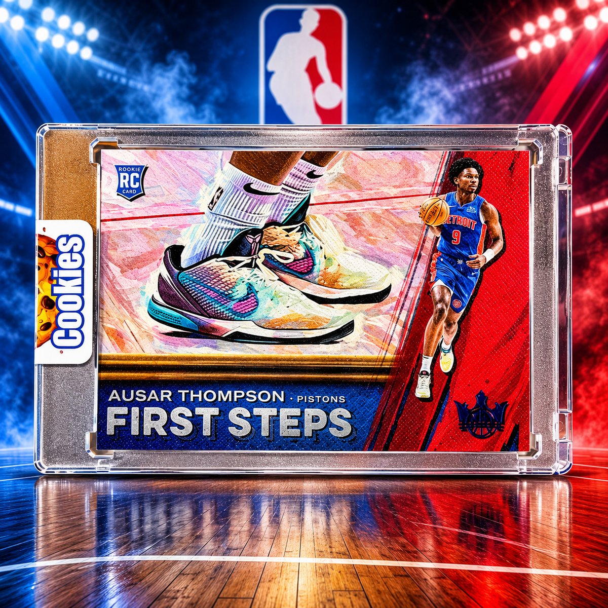 2023 Court Kings AUSAR THOMPSON First Steps Rookie Sapphire /25 Colour Match Pistons