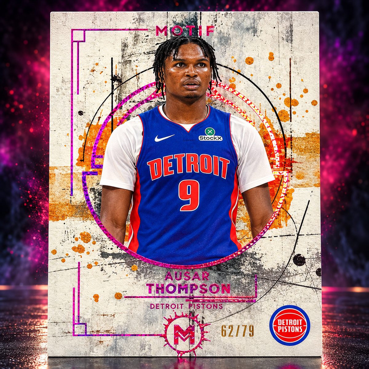 2025 Topps Motif AUSAR THOMPSON Pastel Pink /79 Pistons