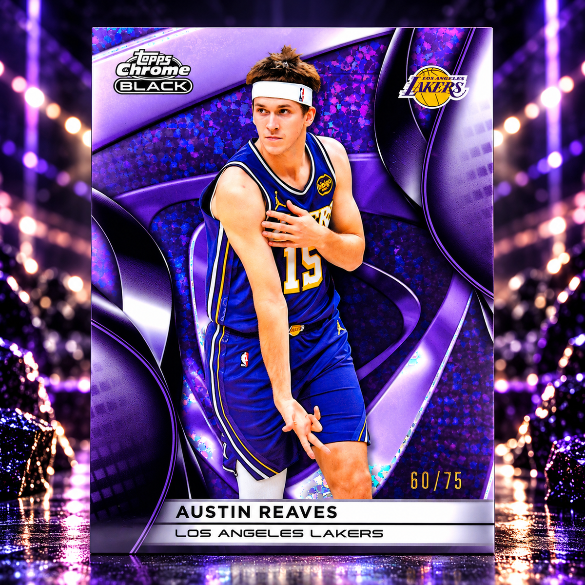 2025 Topps Chrome Black AUSTIN REAVES Purple Mini Diamond /75 Lakers