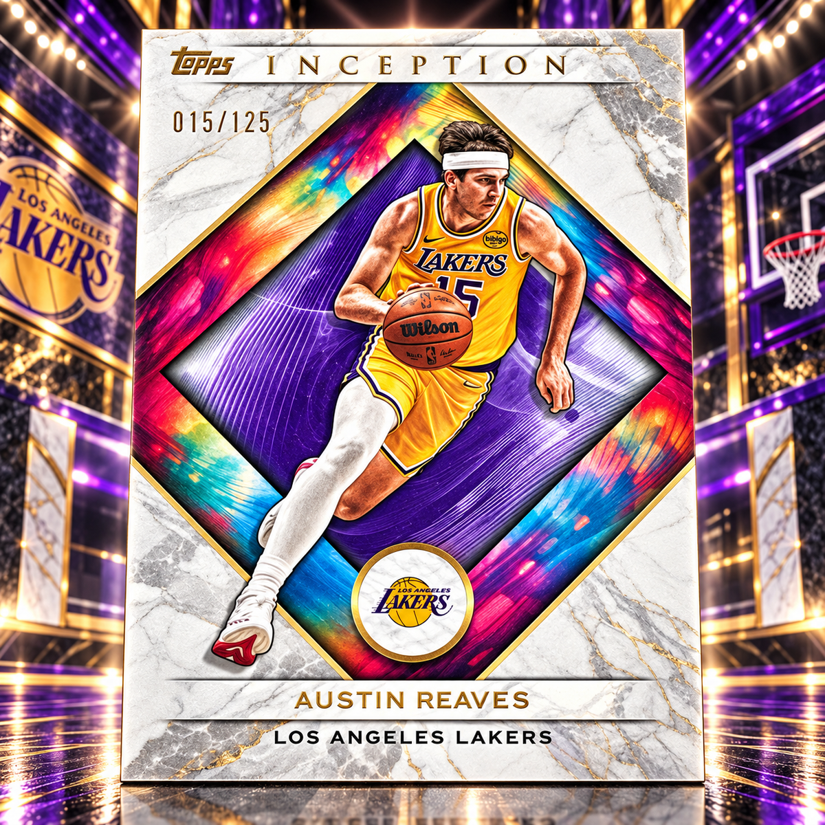 2025 Topps Inception AUSTIN REAVES Purple 015/125 Jersey & Colour Match Lakers