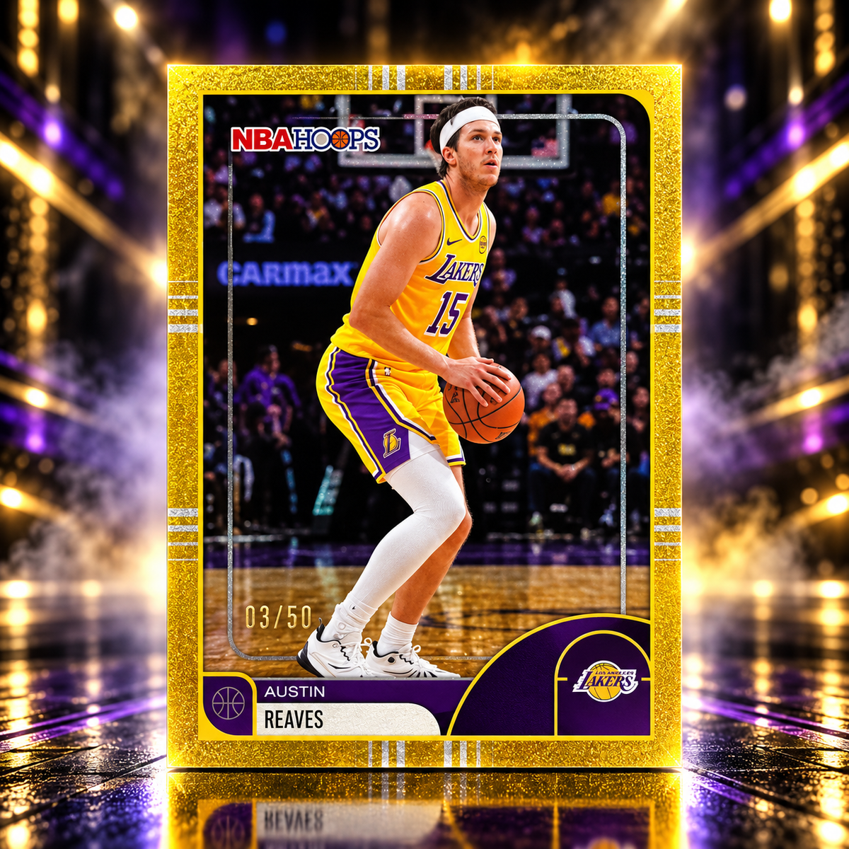 2025 Hoops AUSTIN REAVES Gold Pixel Burst /50 Colour Match Lakers