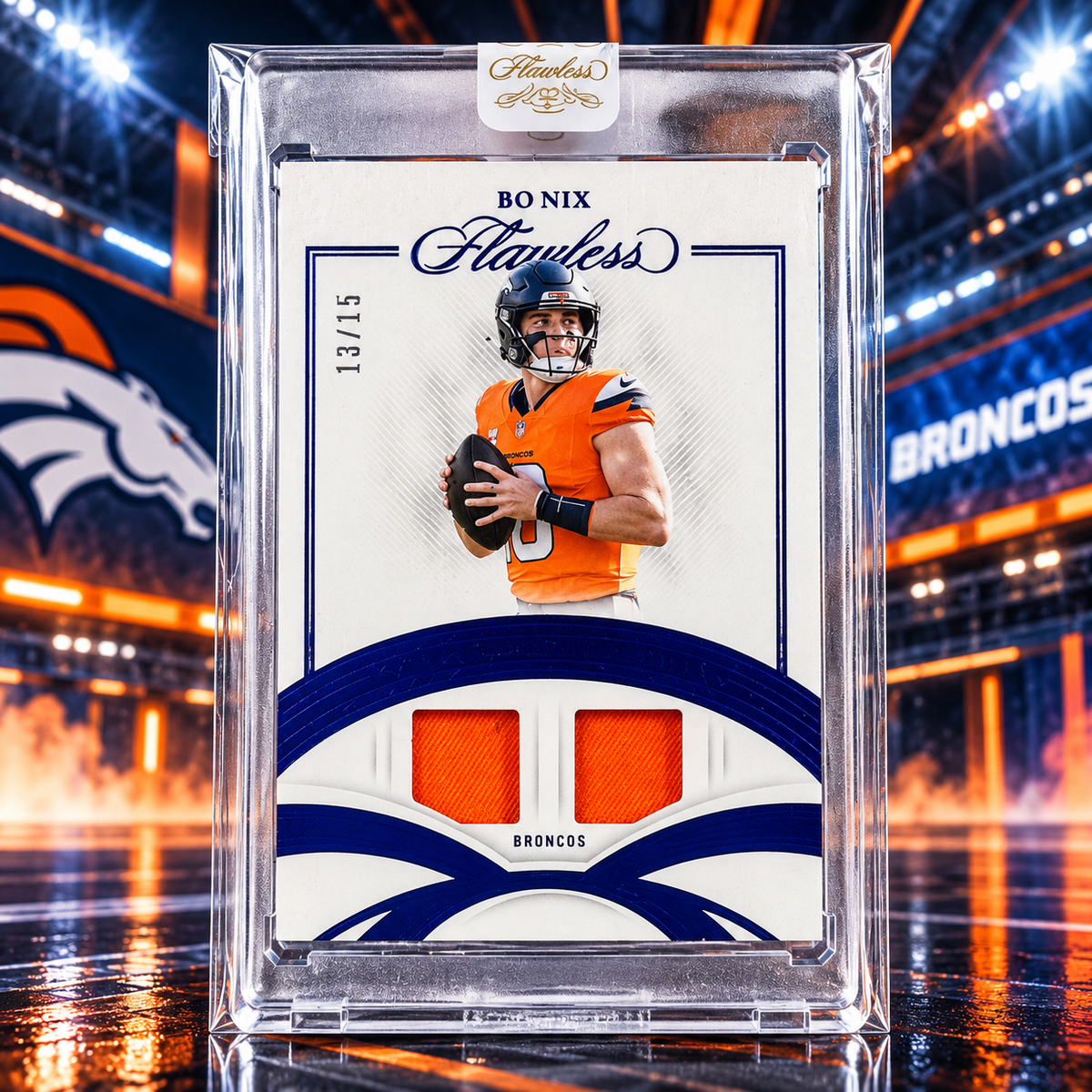 2025 Flawless BO NIX Dual Patch Blue /15 Game Used Broncos ©