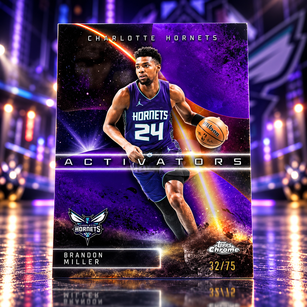 2025 Topps Chrome Update BRANDON MILLER Purple Refractor /75 Hornets