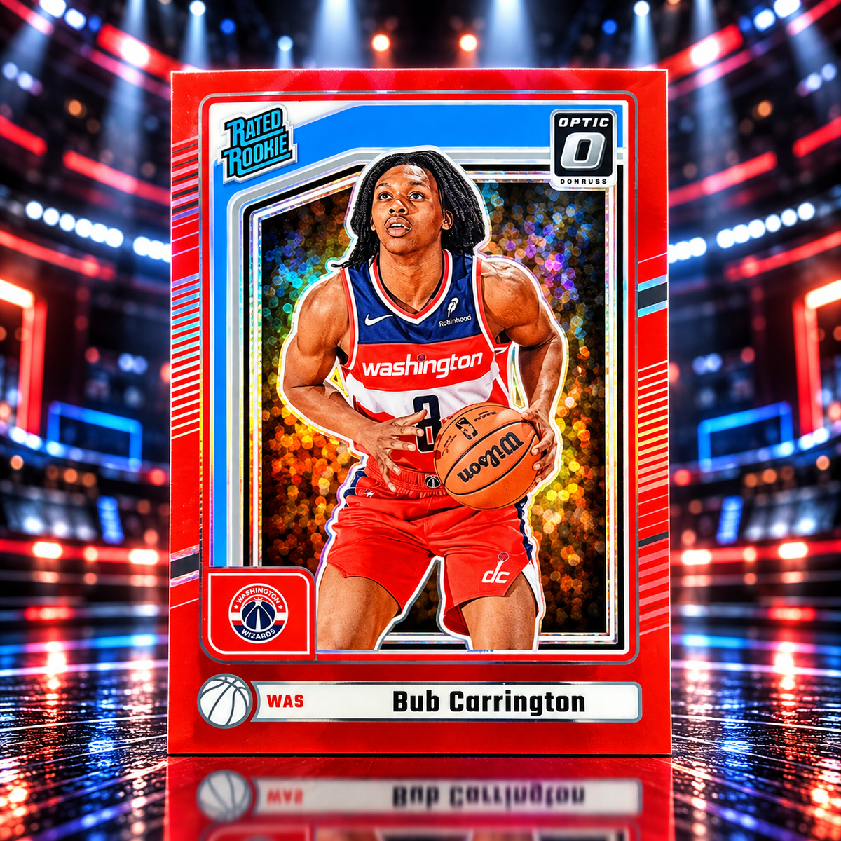 2024 Donruss Optic BUB CARRINGTON Rated Rookie Preview Red 25/25 Wizards