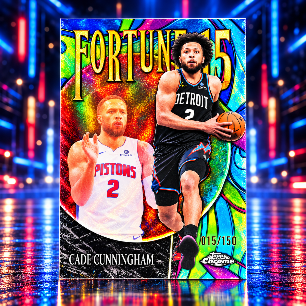 2025 Topps Chrome Update CADE CUNNINGHAM Fortune 15 Blue /150 Pistons