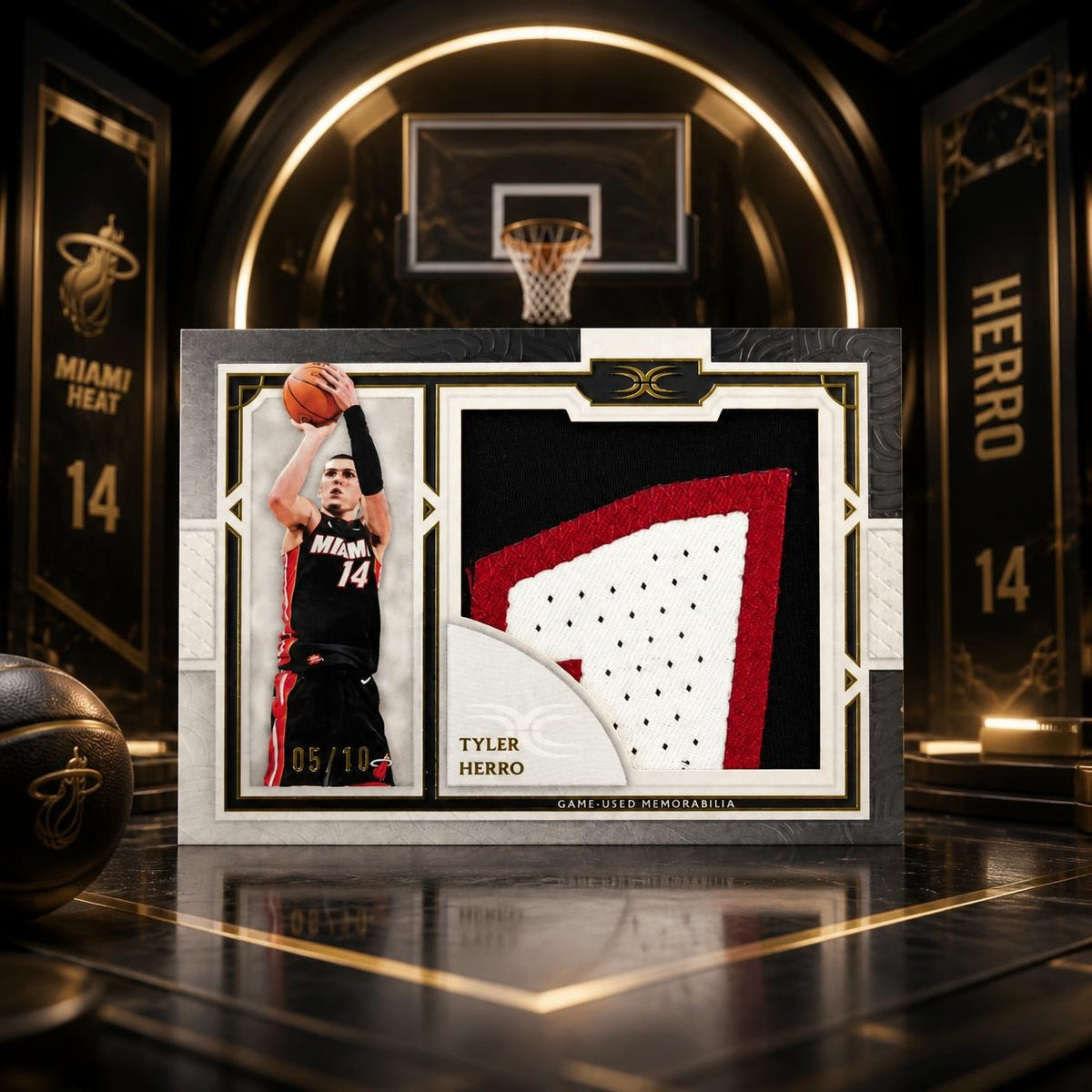 2025 Topps Definitive TYLER HERRO Game Used Jersey Number Patch Black /10 Heat