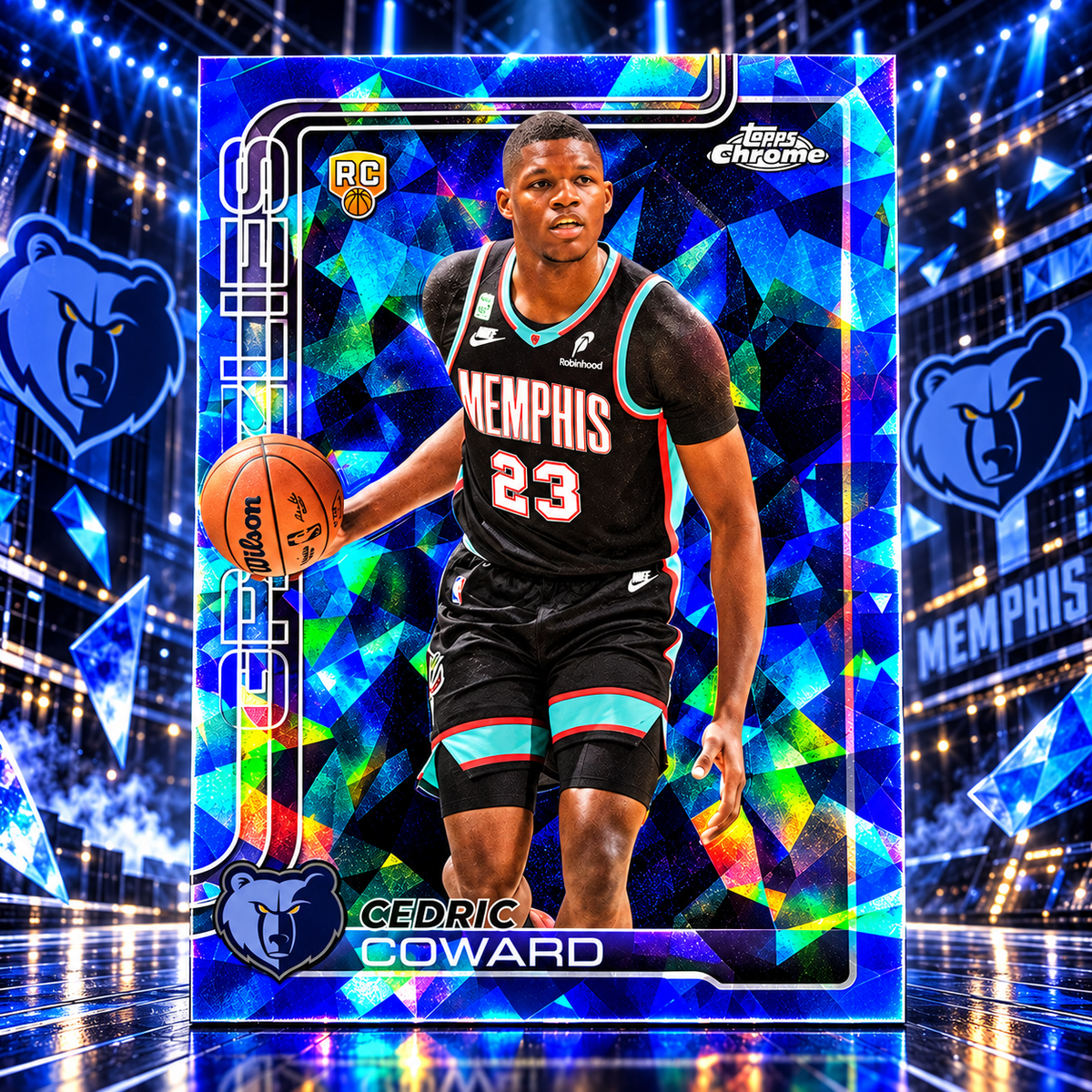 2025 Topps Chrome Update CEDRIC COWARD Sapphire Rookie Grizzlies