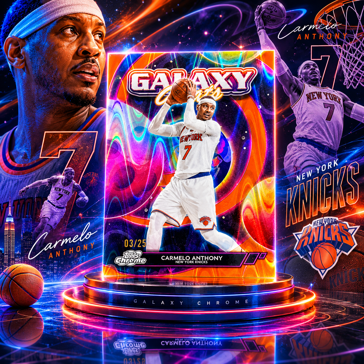 2025 Topps Cosmic CARMELO ANTHONY Galaxy Greats Orange Galactic /25 Colour Match