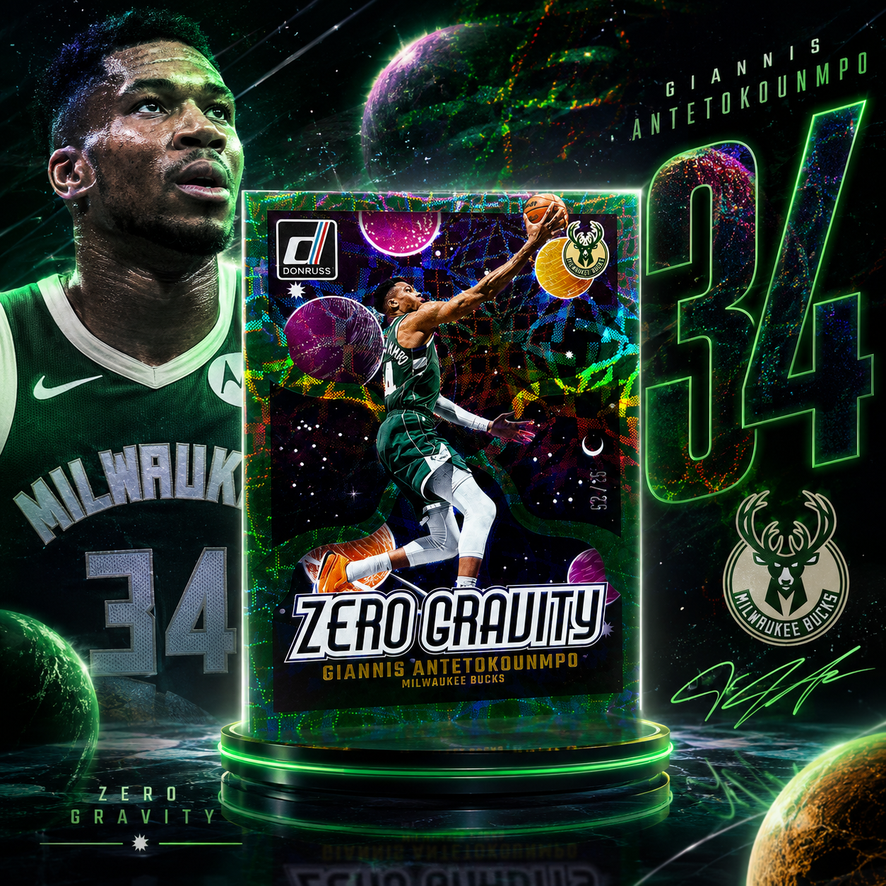 2024 Donruss GIANNIS ANTETOKOUNMPO Zero Gravity Green /5
