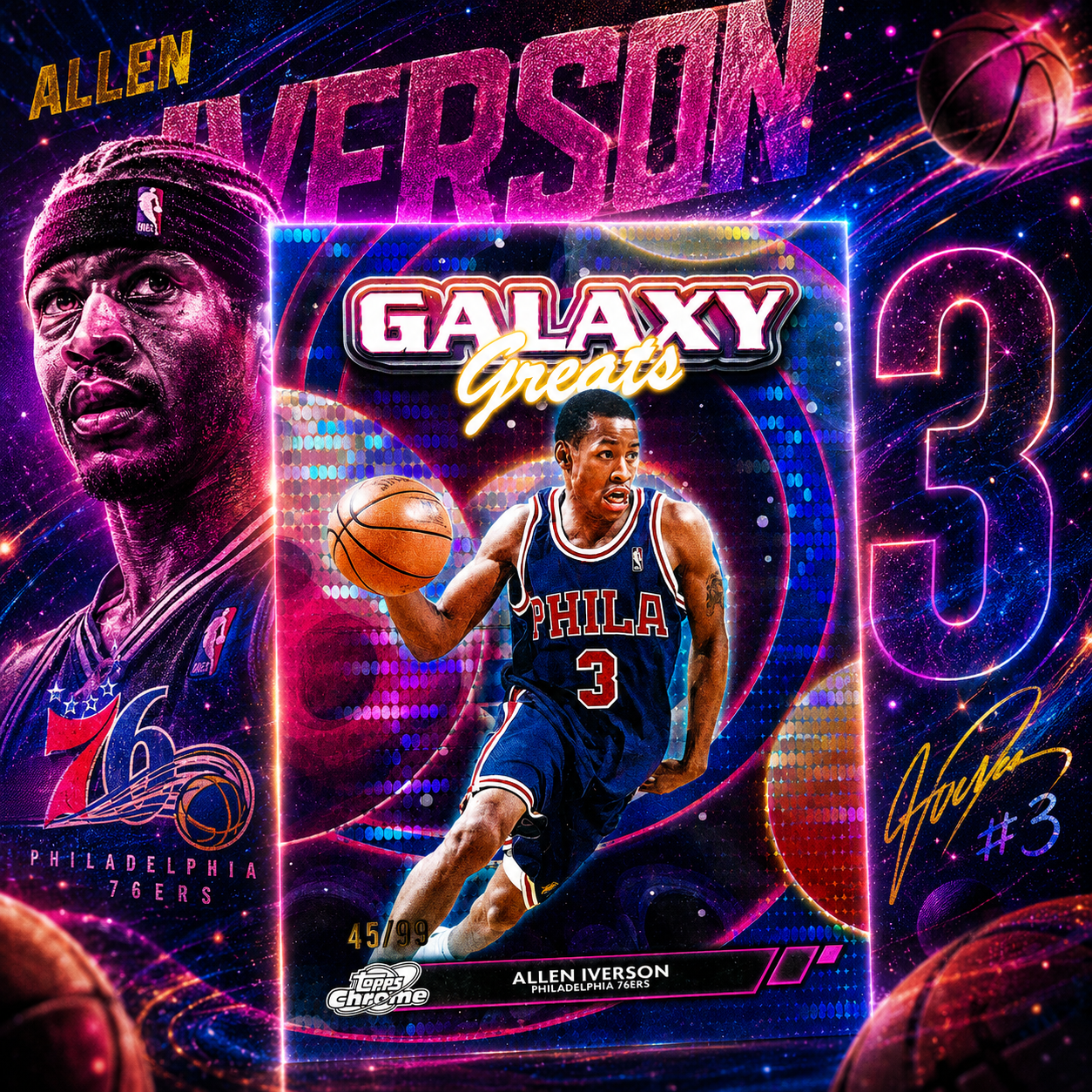 2025 Topps Cosmic ALLEN IVERSON Blue Moon Refractor /99