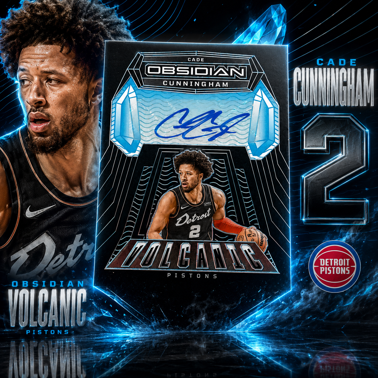 2023 Obsidian CADE CUNNINGHAM Volcanic Auto Blue Flood FOTL /30