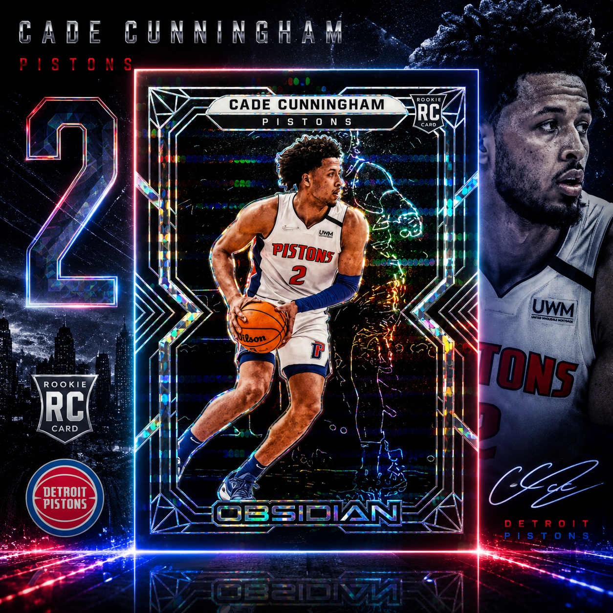 2021 Obsidian CADE CUNNINGHAM Electric Etch Asia Pulsar True Rookie