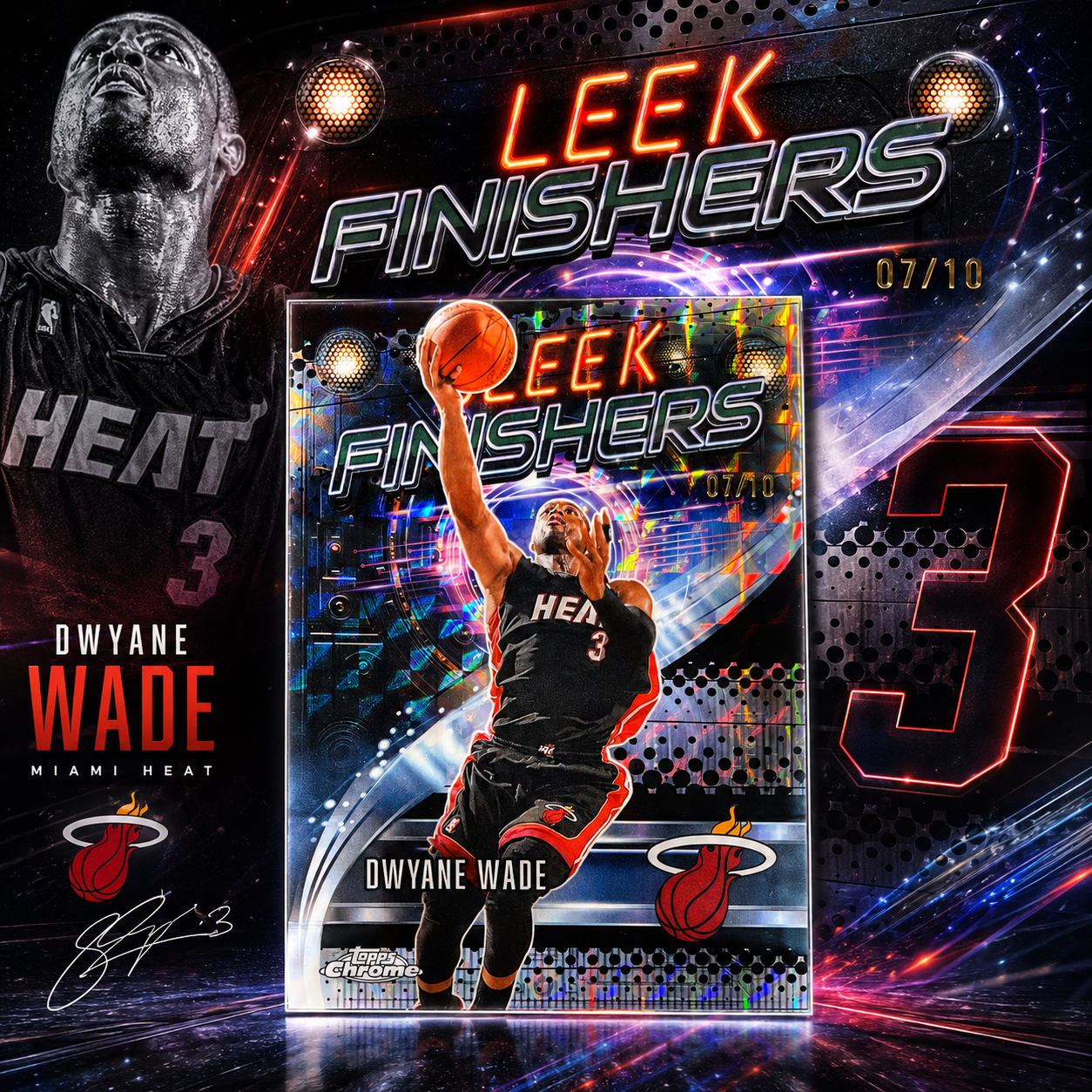2025 Topps Chrome DWYANE WADE Sleek Finishers Black /10 Colour Match