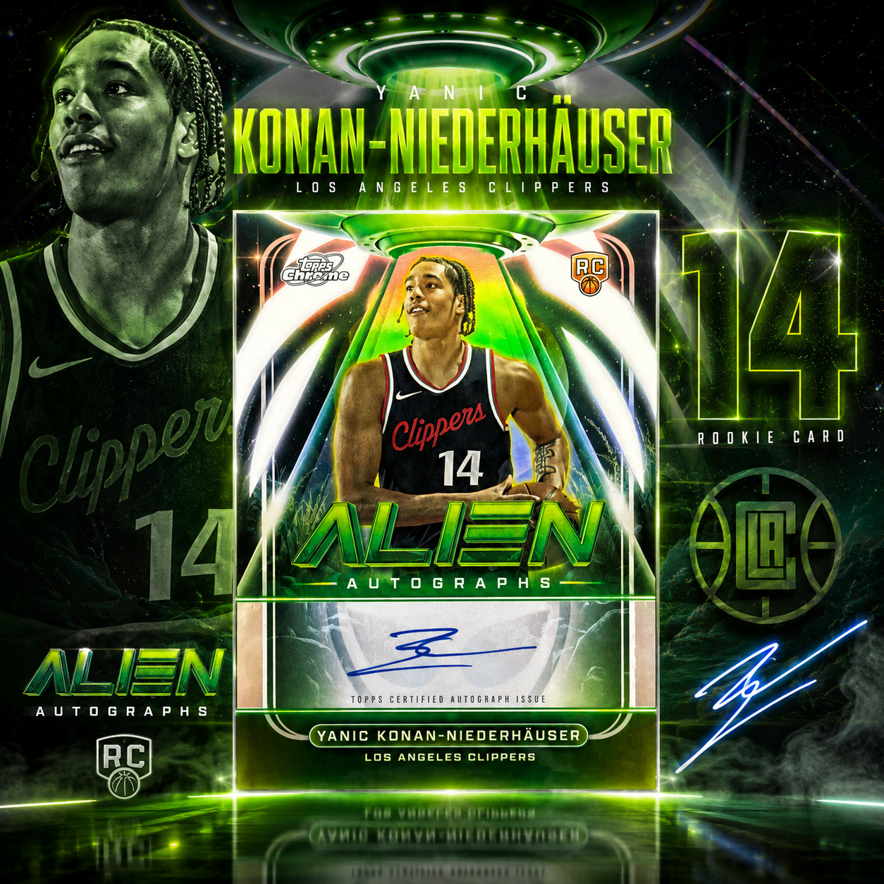 2025 Topps Cosmic YANIC KONAN-NIEDERHAUSER Alien Rookie Auto On Card