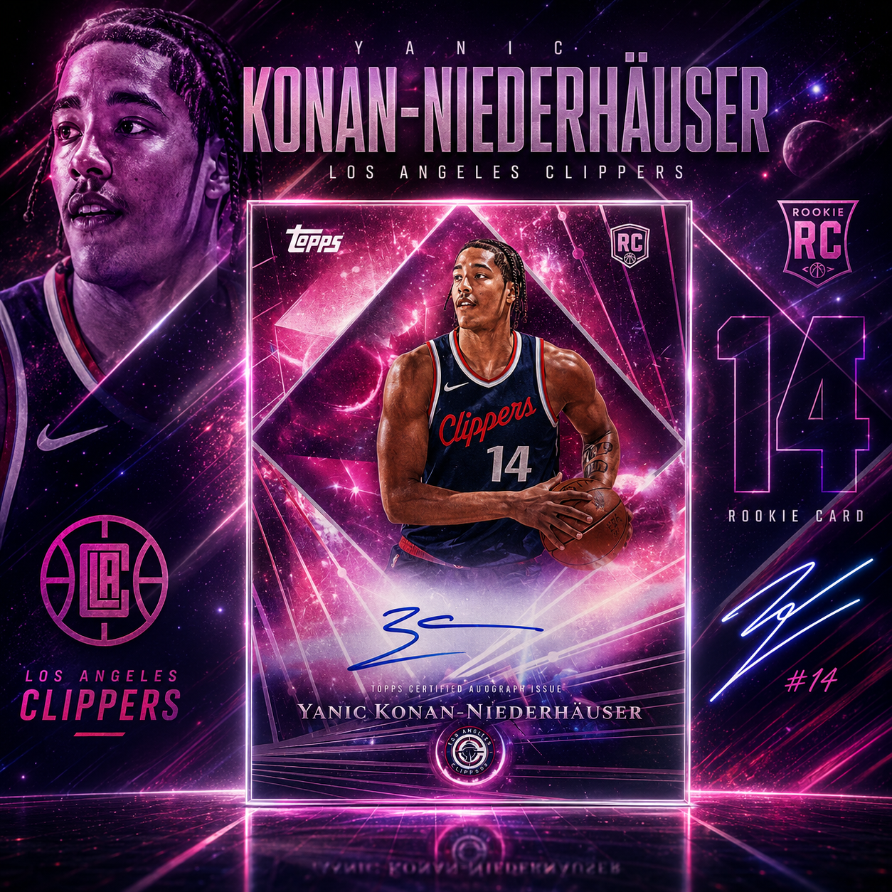 2025 Topps Midnight YANIC KONAN-NIEDERHAUSER Rookie Auto On Card