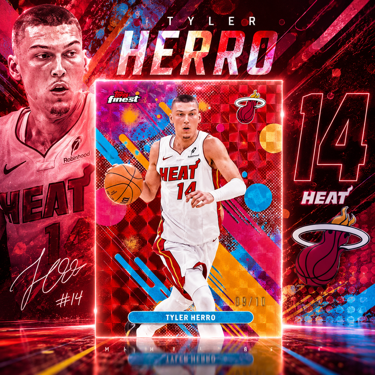 2025 Topps Finest TYLER HERRO Red Geometric Colour Match /10