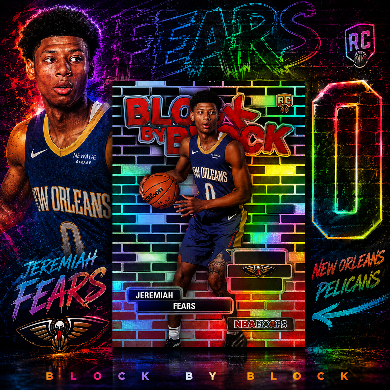 2025 Topps Hoops JEREMIAH FEARS Block By Block Rookie Case Hit