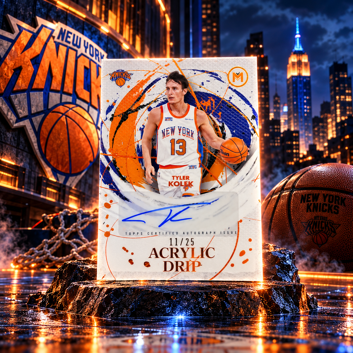 2025 Topps Motif TYLER KOLEK Cadmium Orange Auto 17/25 Knicks