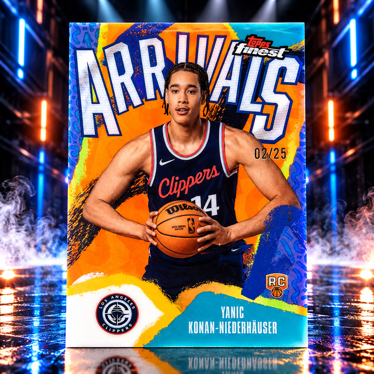 2025 Topps Finest YANIC KONAN-NIEDERHAUSER Rookie Arrivals Orange 02/25 Clippers