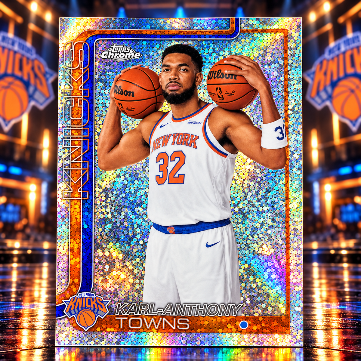 2025 Topps Chrome Update KARL-ANTHONY TOWNS Speckle Short Print Knicks