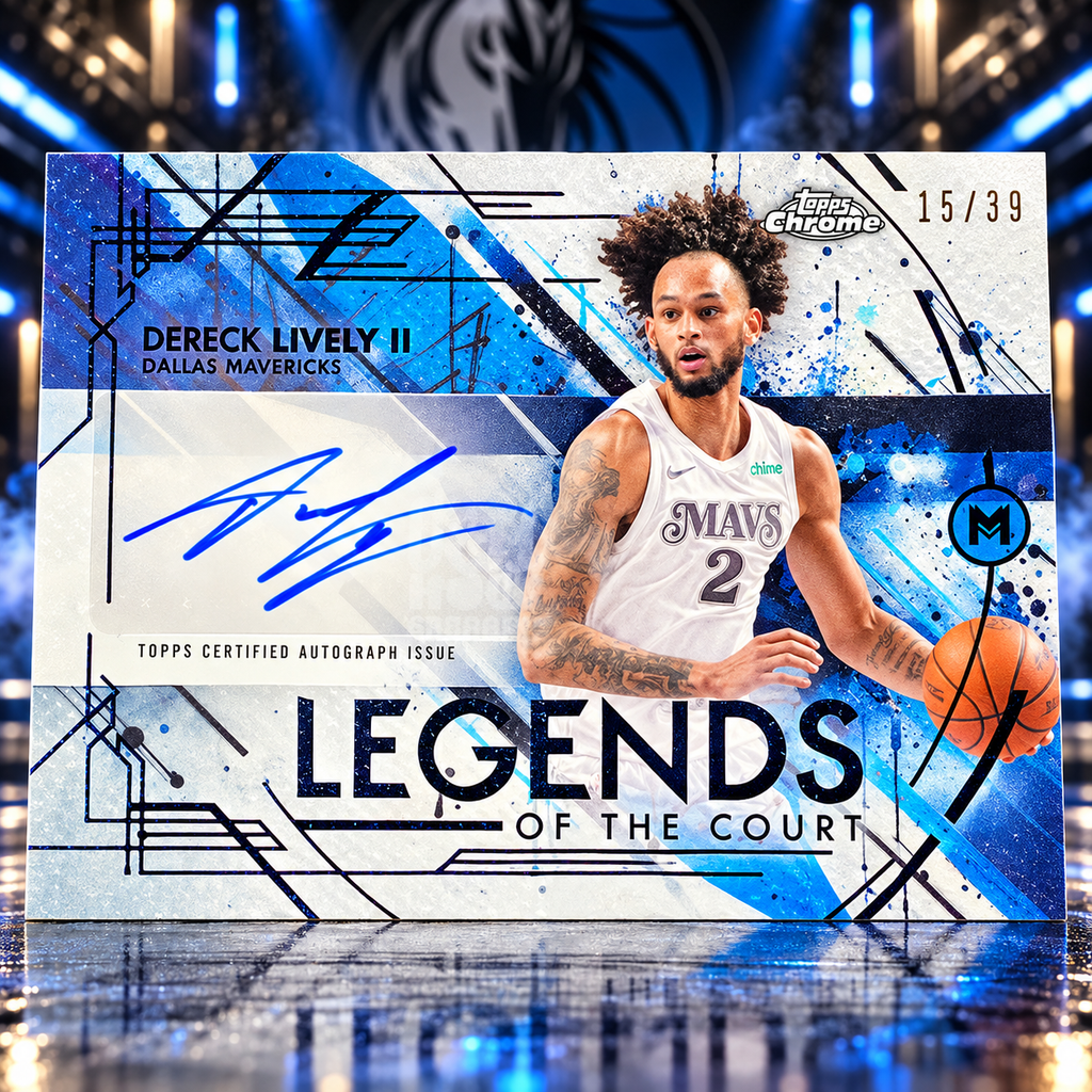 2025 Topps Motif DERECK LIVELY II Legends of the Court Auto Ultramarine Blue /39 Mavericks