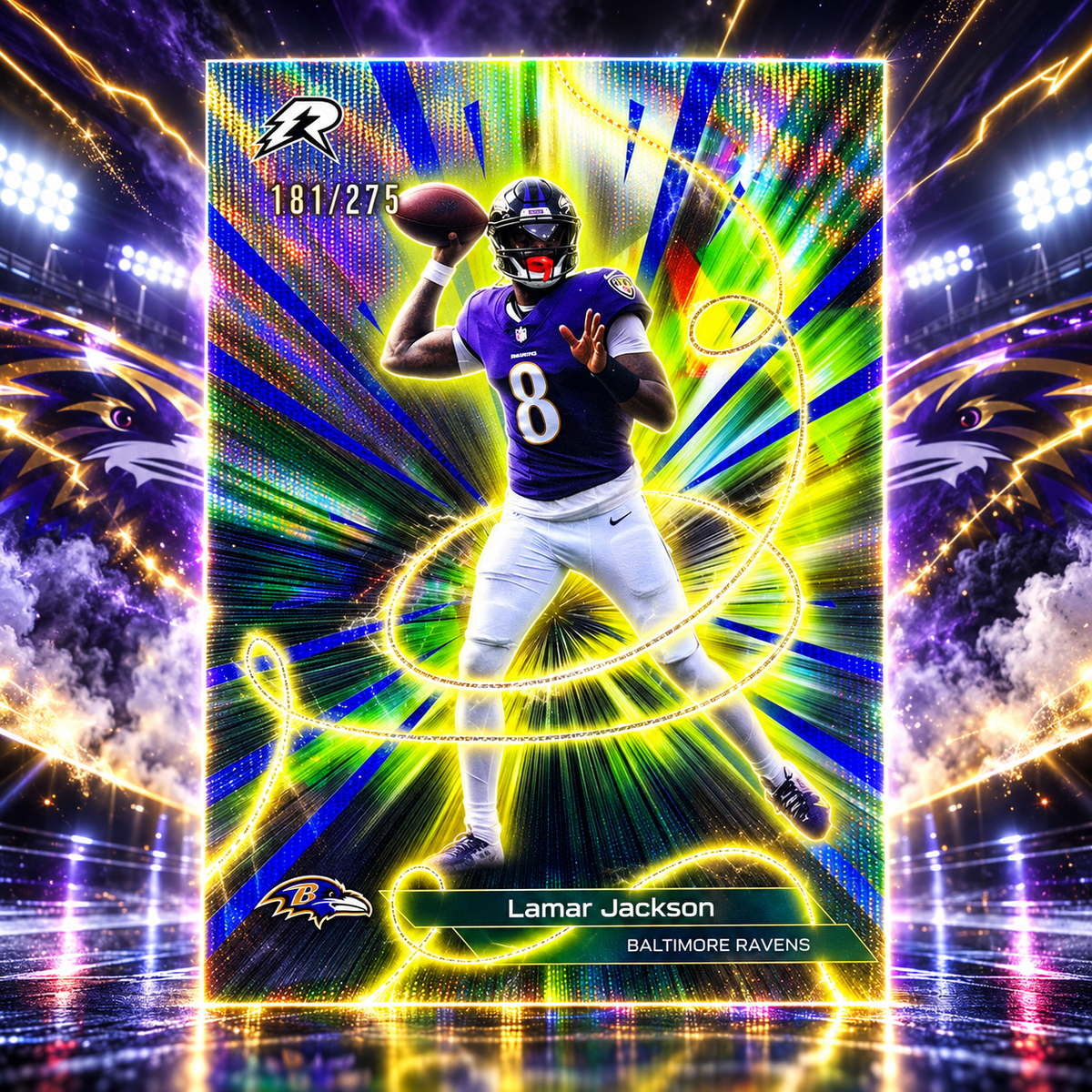 2025 Topps Resurgence LAMAR JACKSON Conductors Navy Surge Refractor /275