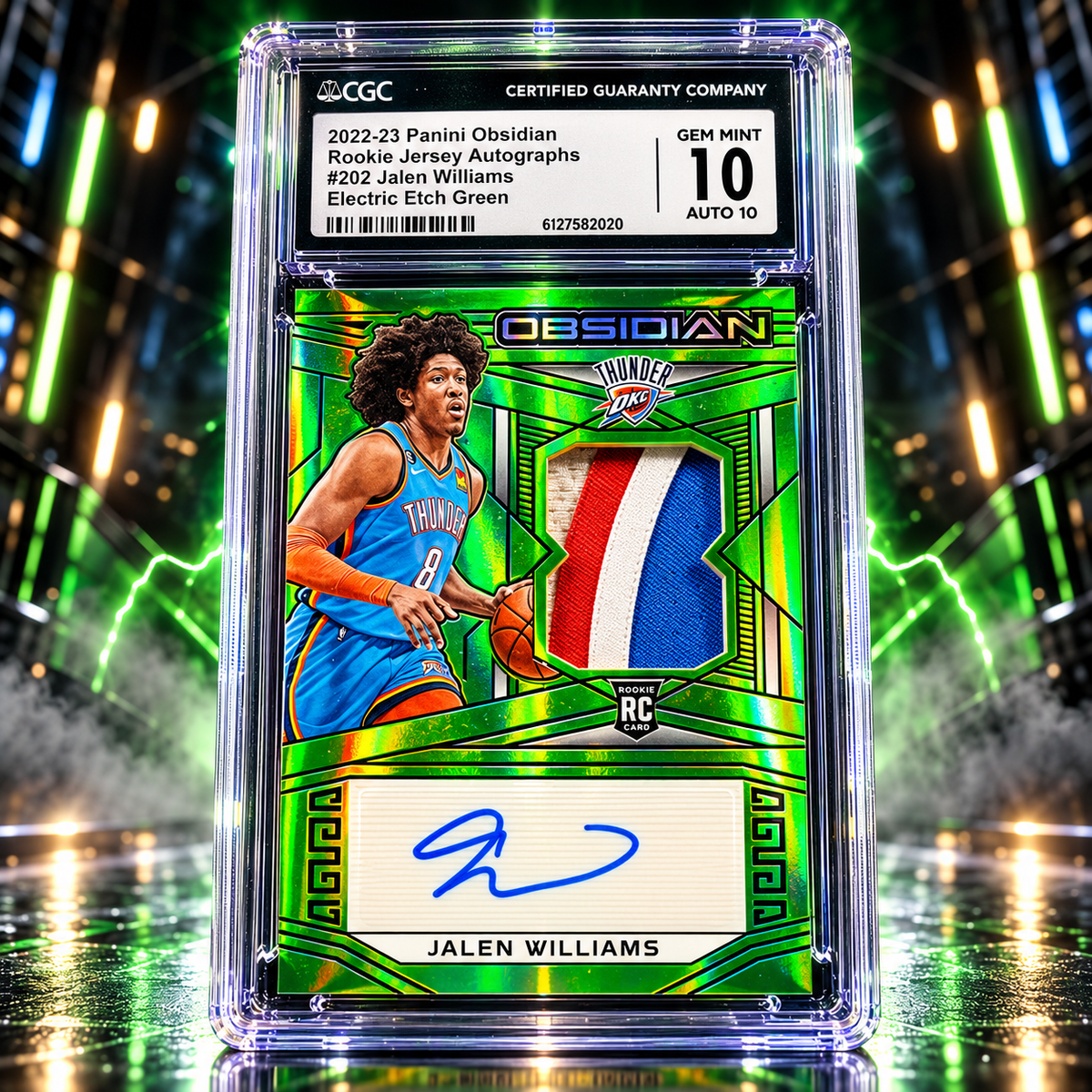 2022 Obsidian JALEN WILLIAMS RPA Electric Etch Green 16/20 Gem Mint 10 OKC