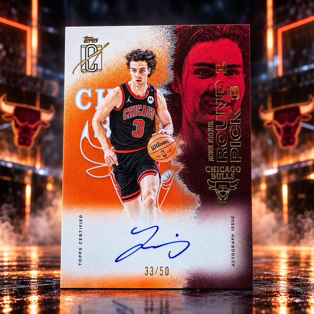 2025 Topps Signature Class JOSH GIDDEY Orange Auto /50 On Card Bulls