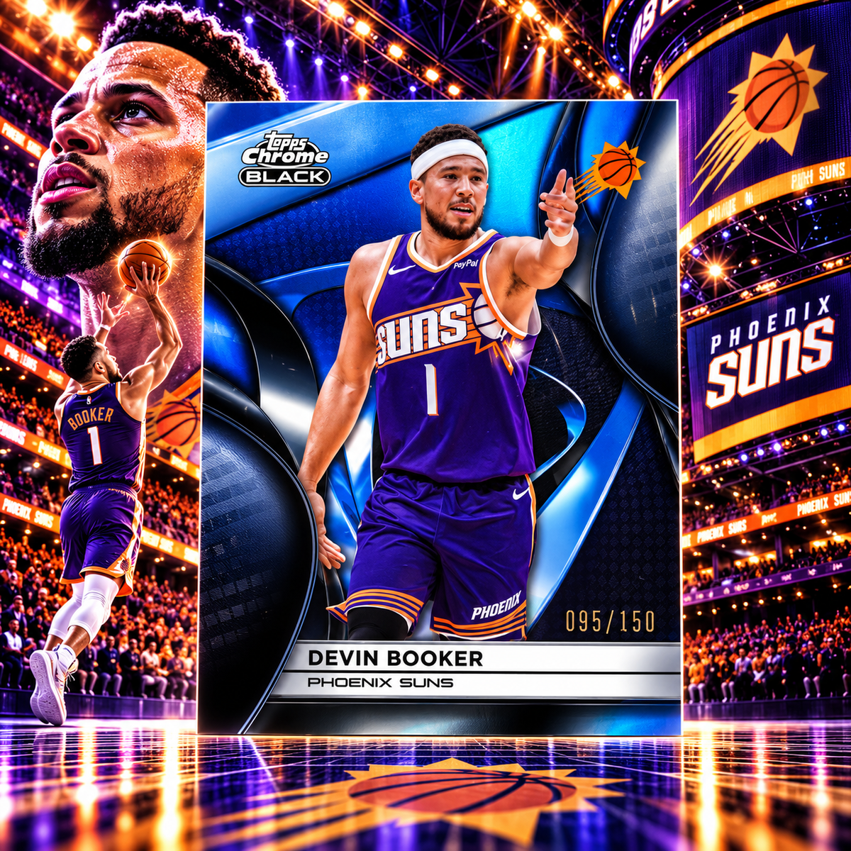 2025 Topps Chrome Black DEVIN BOOKER True Blue /150 Suns