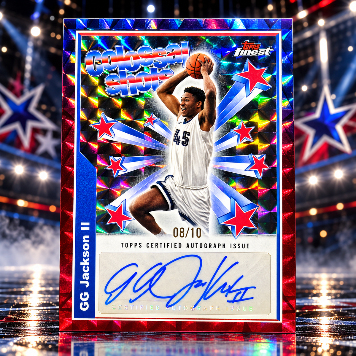 2024 Topps FInest GG JACKSON II Colossal Shots Auto Red Geometric 08/10 Grizzlies