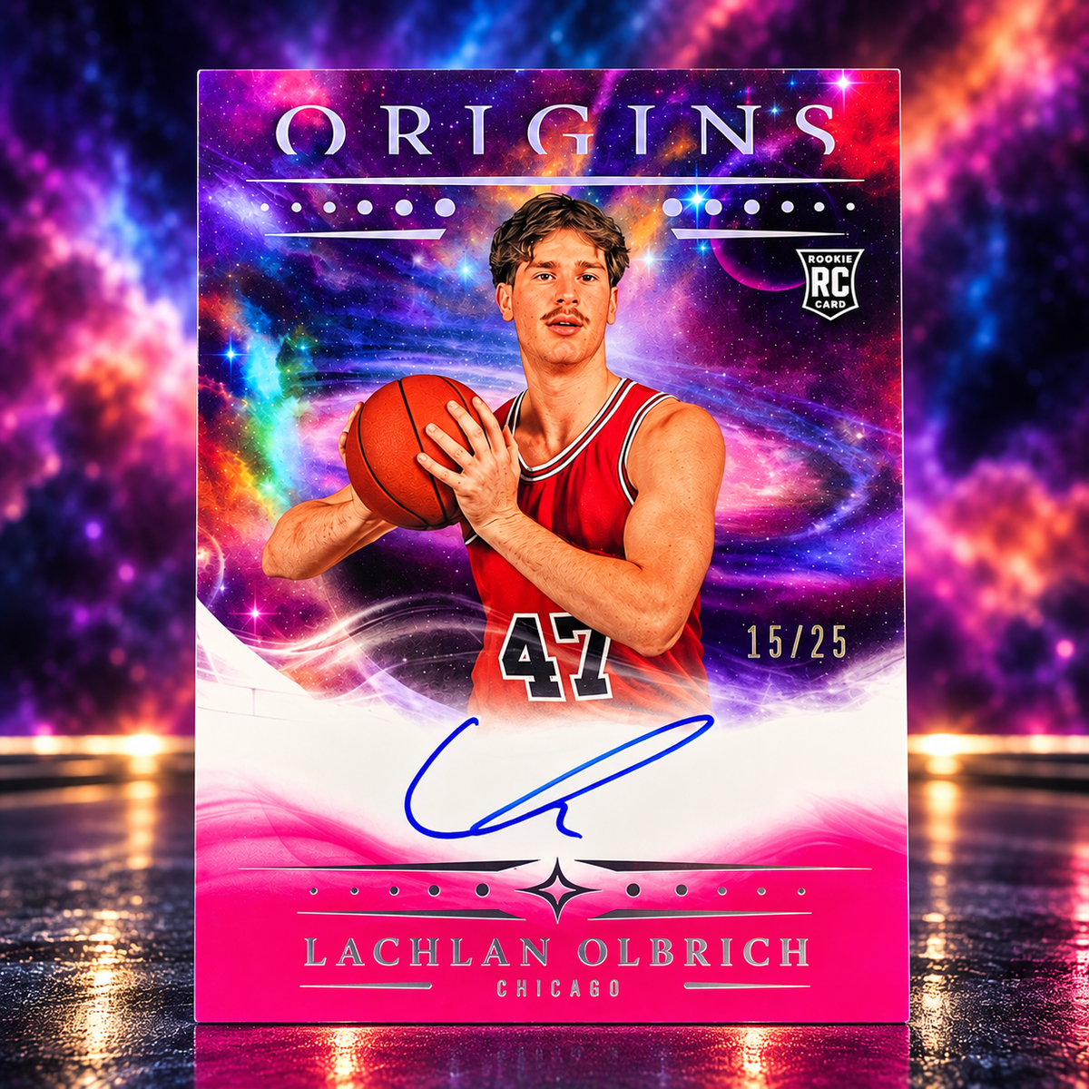 2025 Panini Origins LACHLAN OLBRICH Rookie Auto Pink 15/25 On Card Bulls