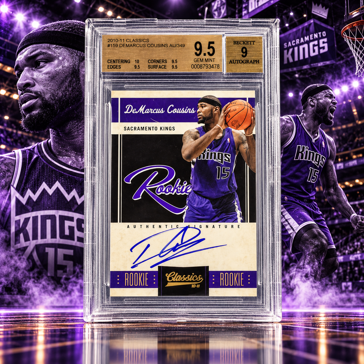 2010 Classics DeMARCUS COUSINS Rookie Auto /349 Bgs 9.5 Auto 9 Kings (C)