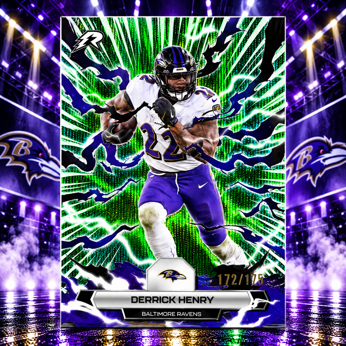 2025 Topps Resurgence DERRICK HENRY Green surge Refractor /175 Ravens