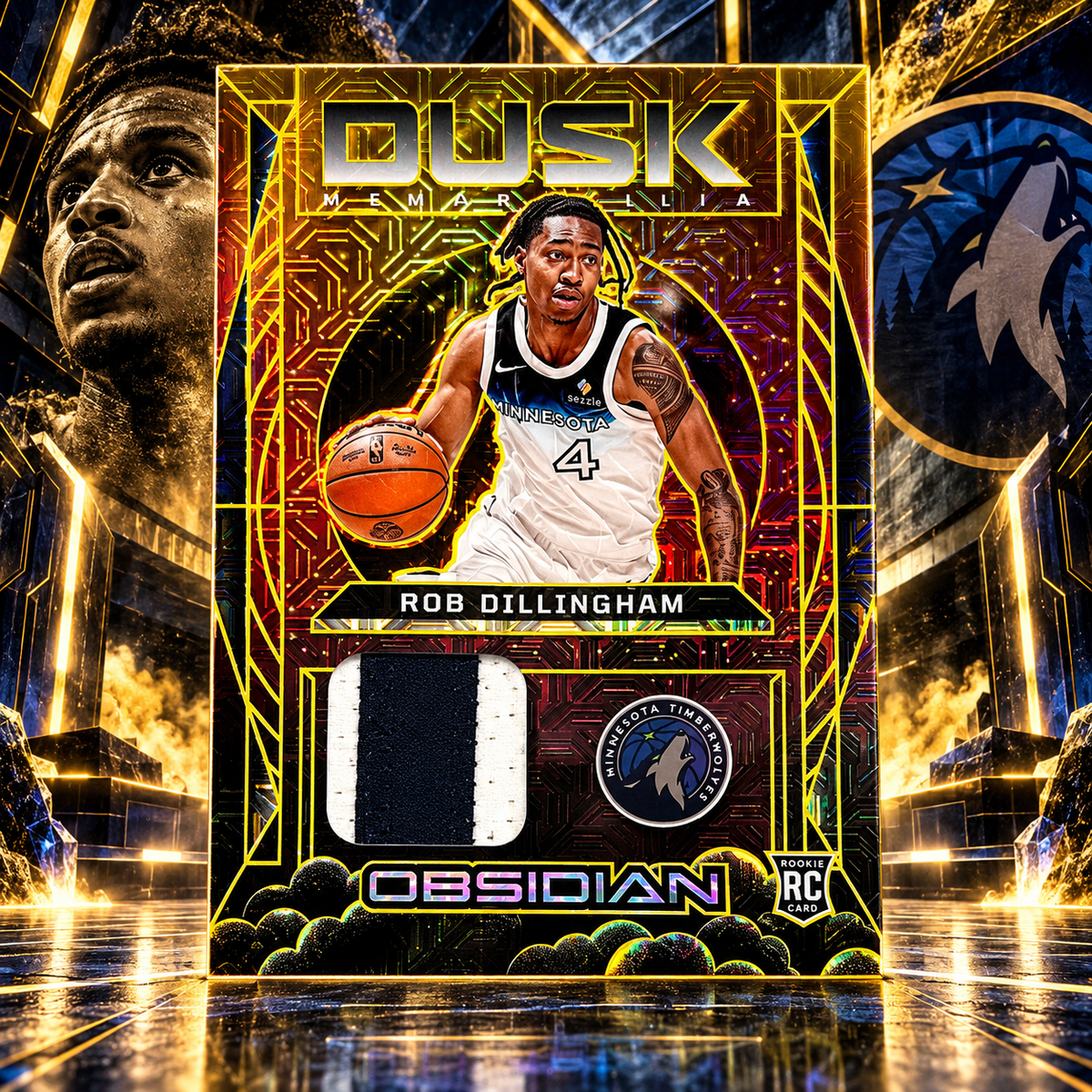 2024 Obsidian ROB DILLINGHAM Dusk Rookie Patch Molten Gold /10 Wolves (C)