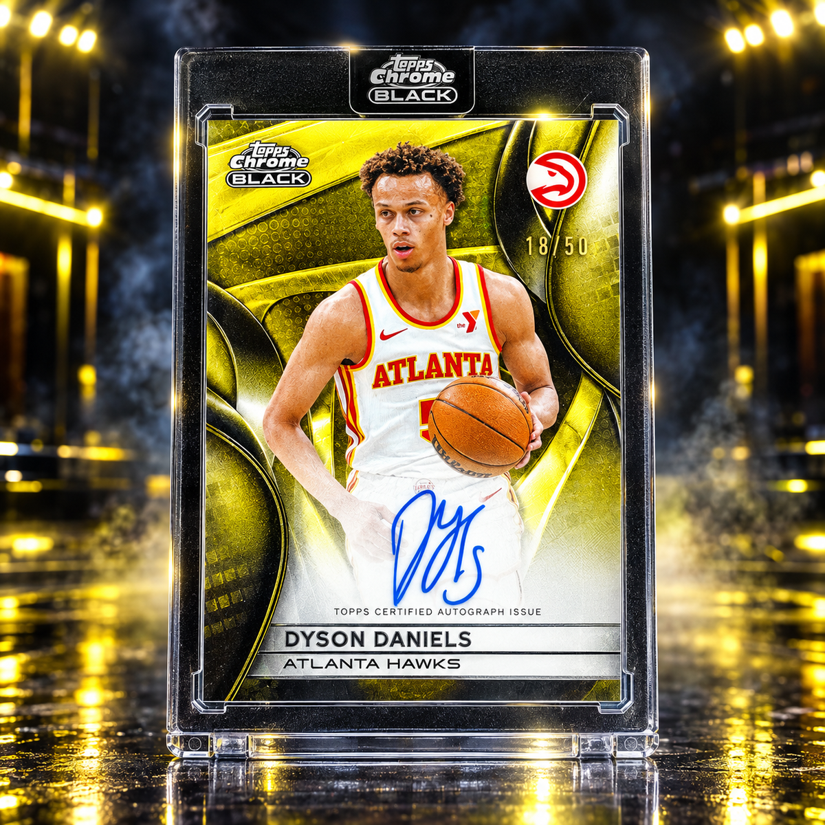 2025 Topps Chrome Black DYSON DANIELS GOLD Auto /50 On Card Auto Hawks
