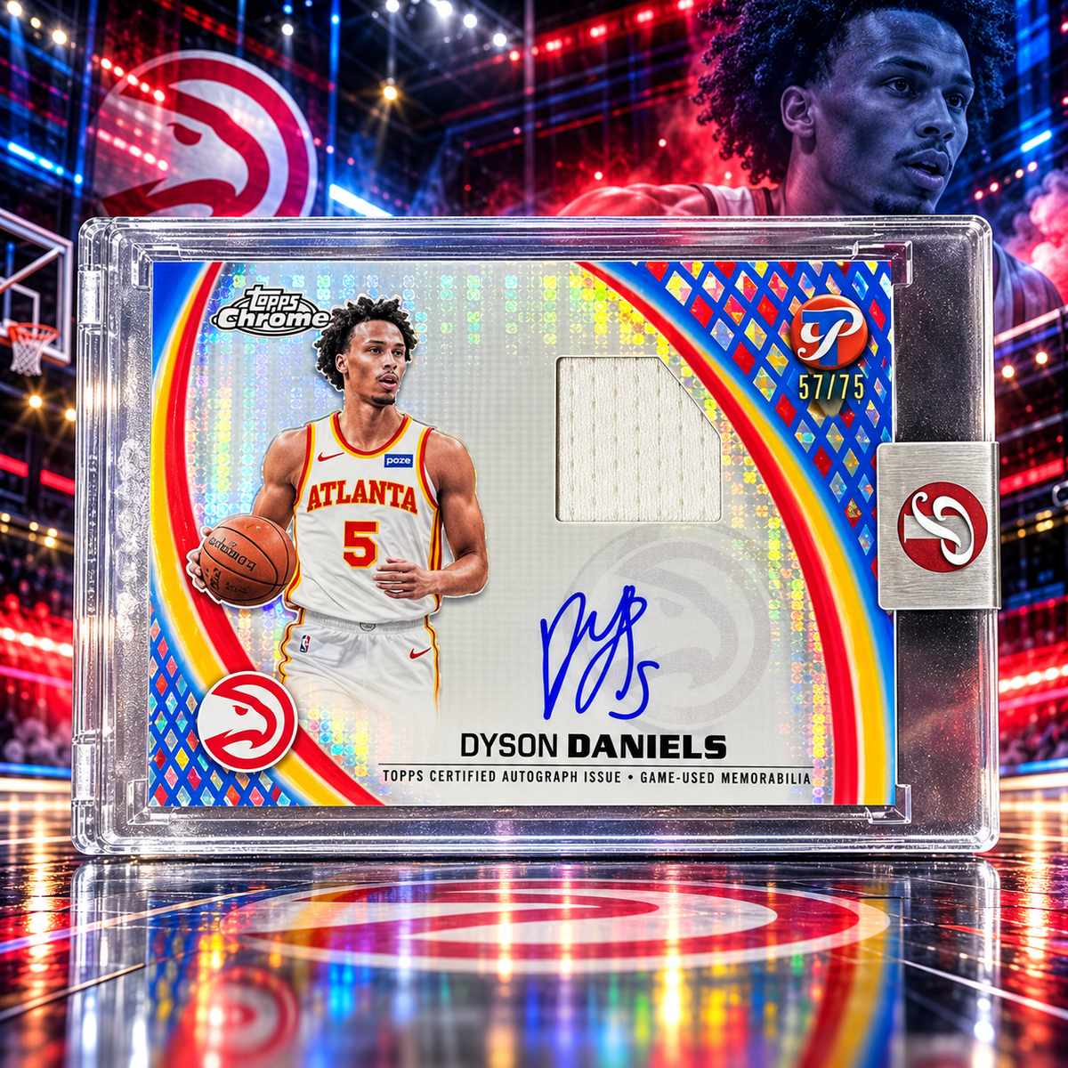 2025 Topps Pristine DYSON DANIELS Patch Auto Blue /75 Hawks
