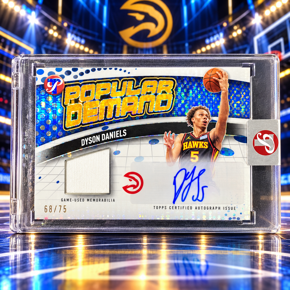 2025 Topps Pristine DYSON DANIELS Popular Demand Patch Auto Blue /75 Game Used Hawks