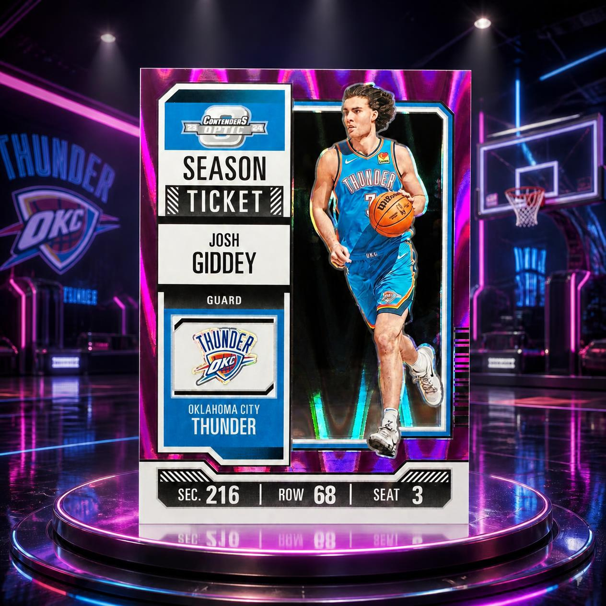 2023 Contenders Optic JOSH GIDDEY Season Ticket FOTL Purple 03/18 Jersey Match Thunder
