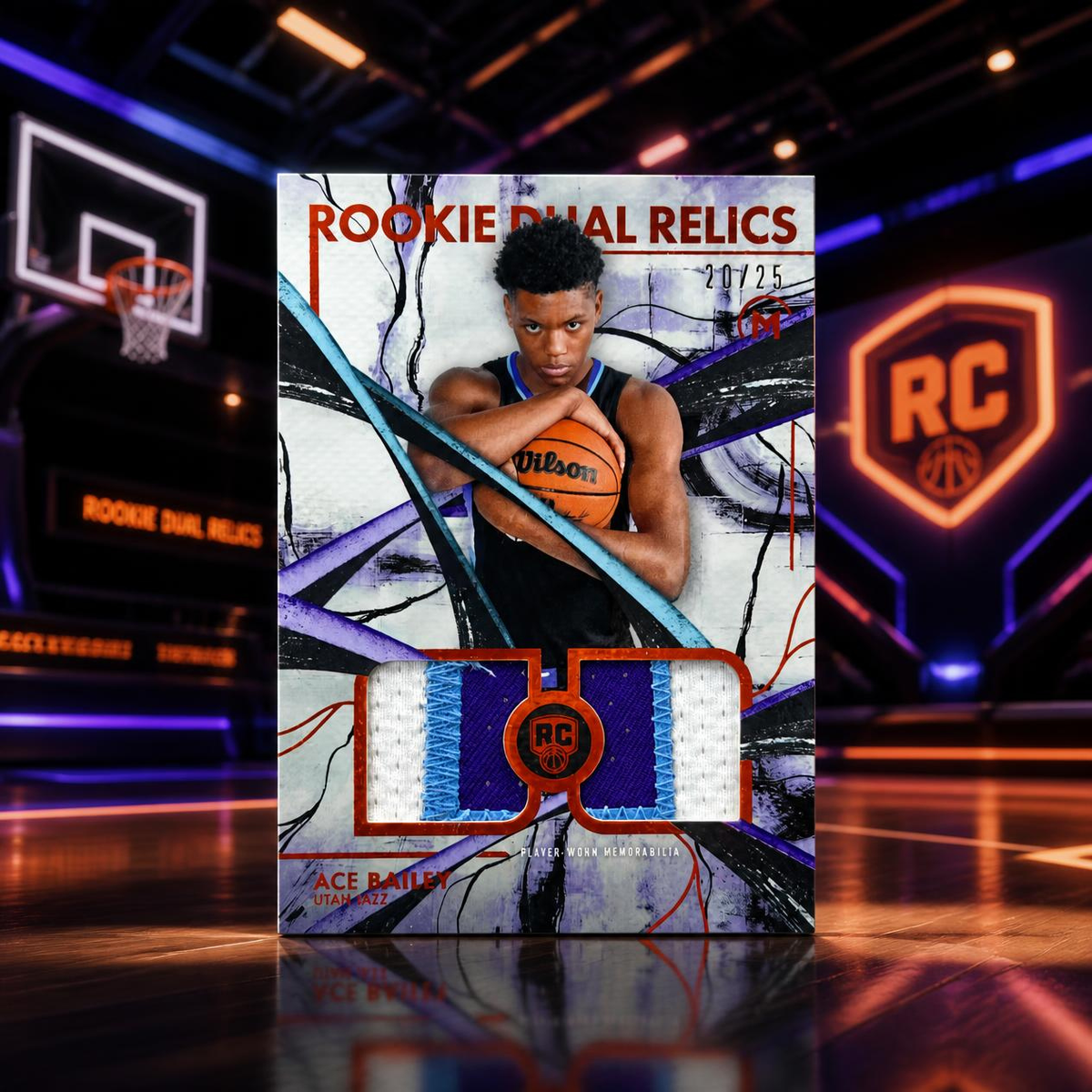 2025 Topps Motif ACE BAILEY Rookie Dual Relics Orange Cadmium /25 Player Worn Jazz
