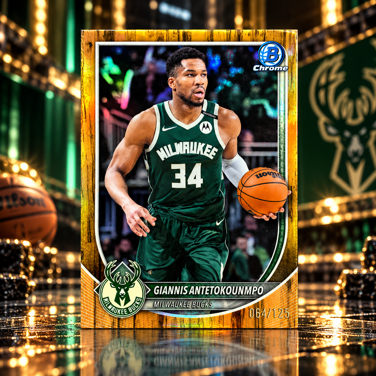 2025 Bowman Chrome GIANNIS ANTETOKOUNMPO Floorboard Refractor /125 Bucks