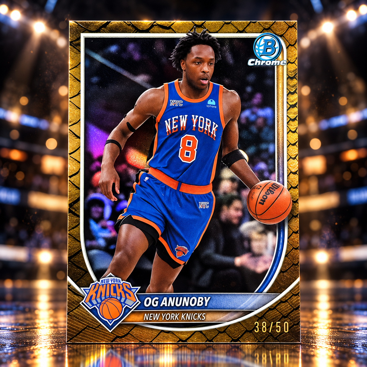 2025 Bowman Chrome OG ANUNOBY Reptilian Gold /50 Knicks