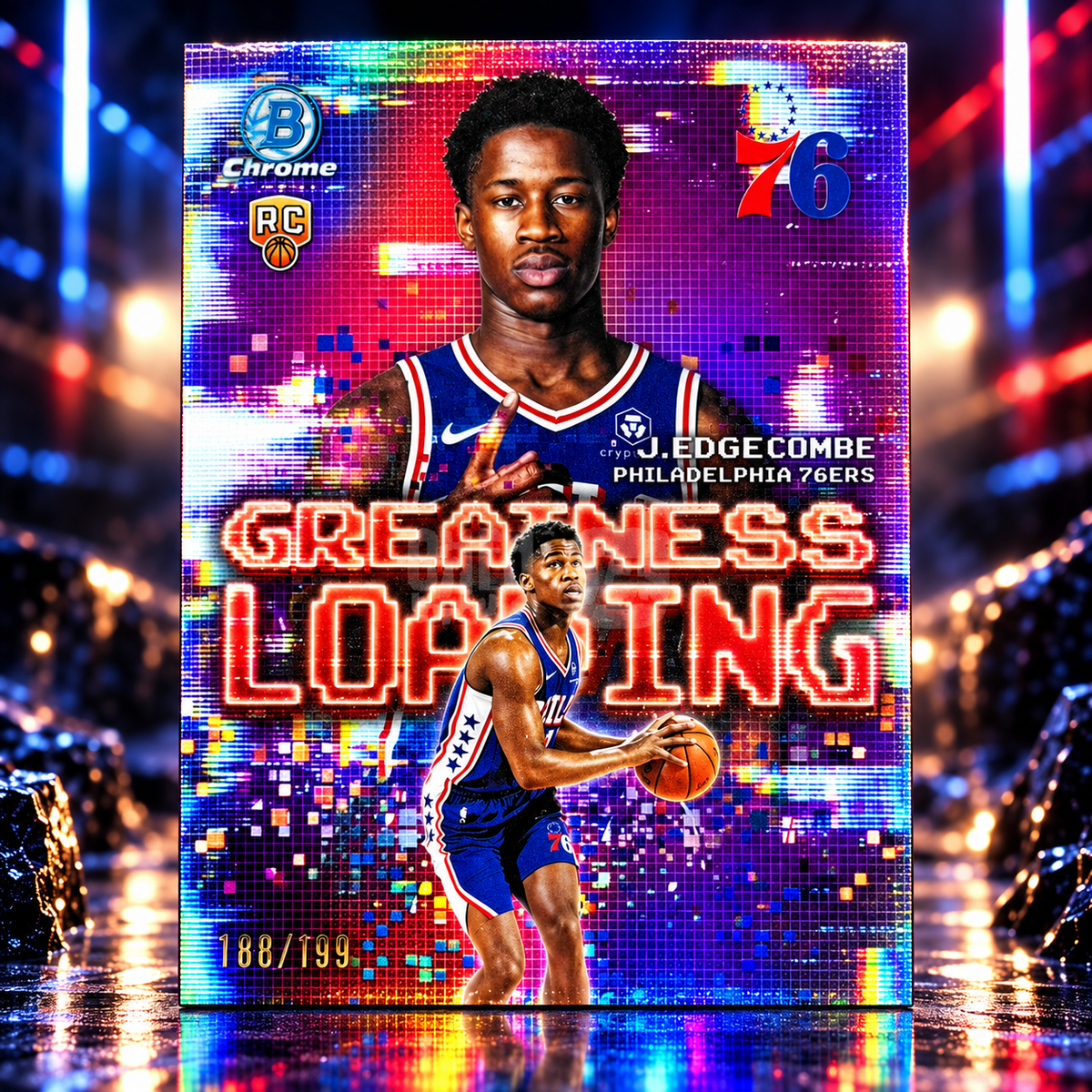 2025 Bowman Chrome VJ EDGECOMBE Greatness Loading Purple /199 Sixers