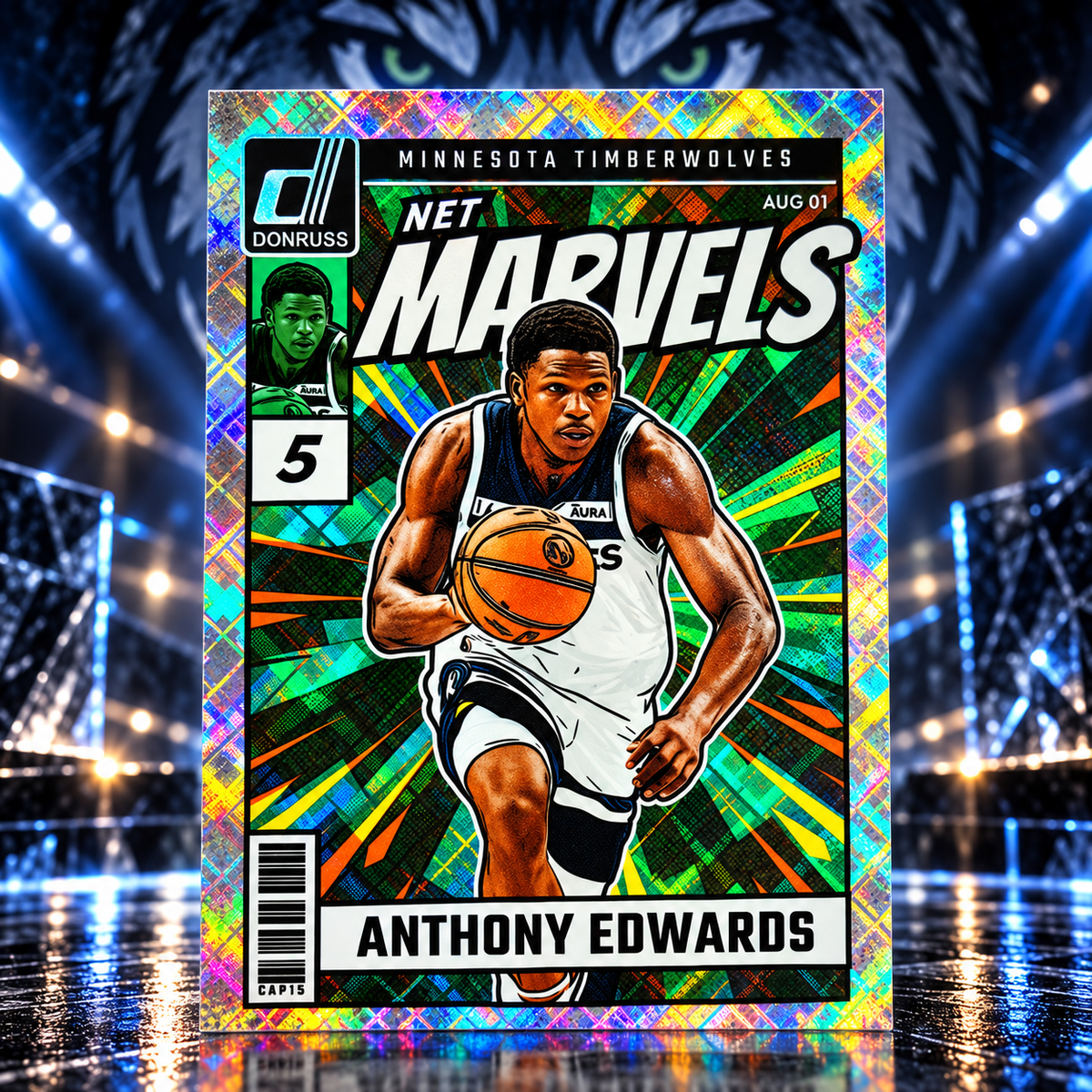2024 Donruss ANTHONY EDWARDS Net Marvels Diamond Short Print Wolves