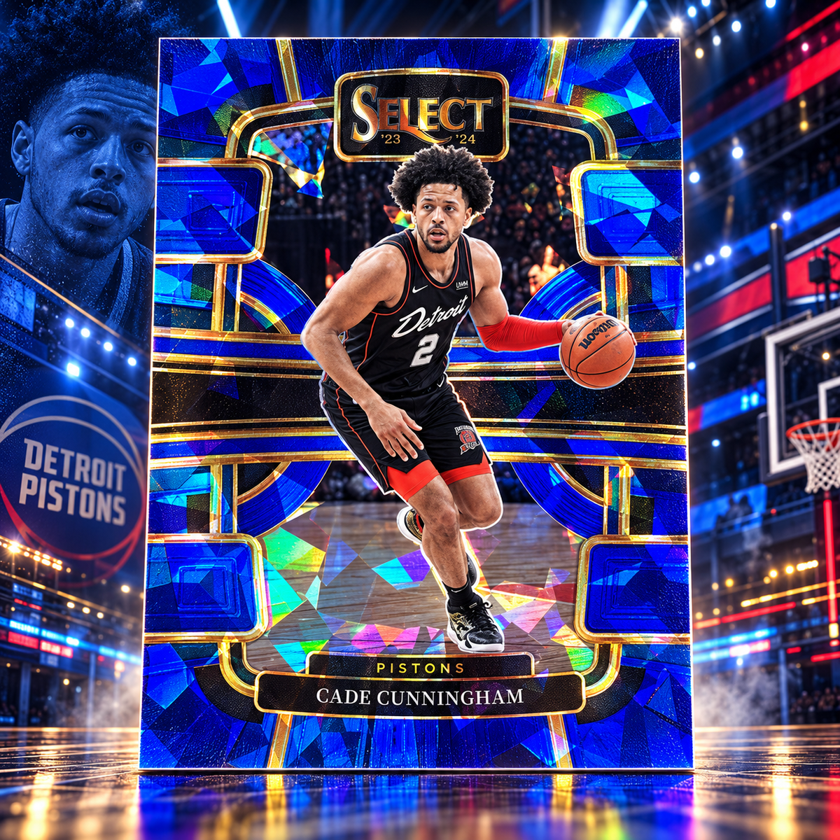 2023 Select CADE CUNNINGHAM Blue Cracked Ice Concourse Pistons ©