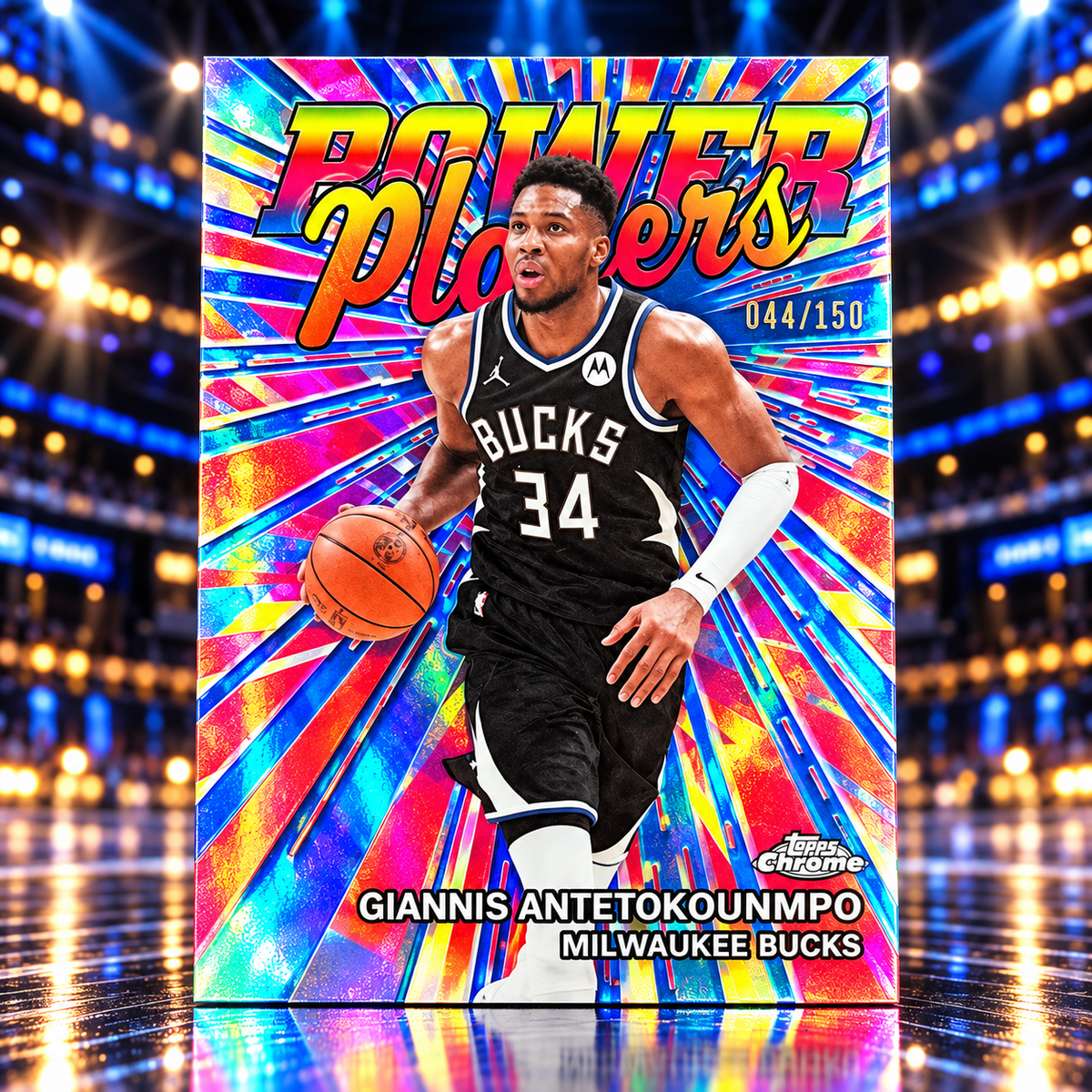 2025 Topps Chrome Update GIANNIS ANTETOKOUNMPO Power Players Blue /150 Bucks